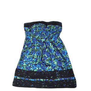Urban Outfitters Kimchi Blue Floral Blue Green Mini Dress Strapless Dress Size 0